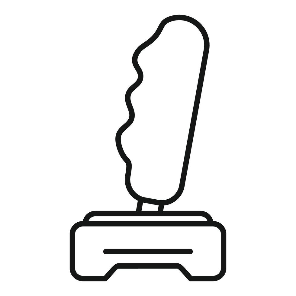 Simple black and white line icon of a gear stick for a manual car vector