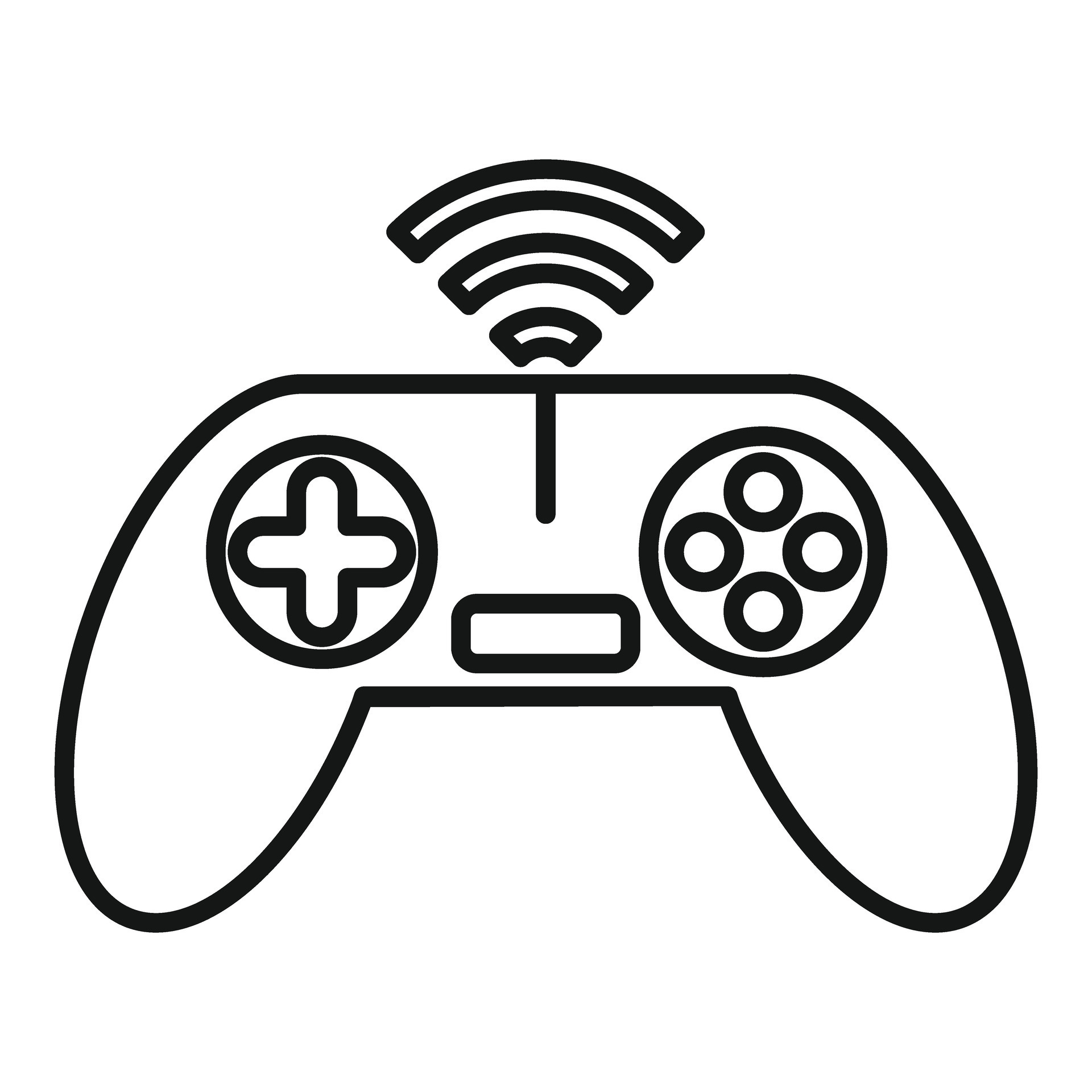 Wireless gamepad connecting to online gaming platform 47635953 Vector