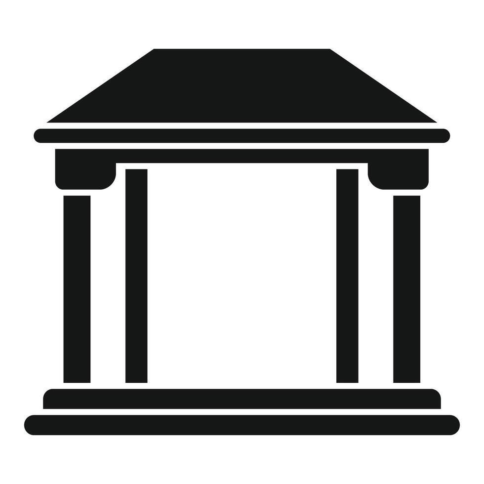 Black glyph icon of a gazebo with pillars supporting a roof vector