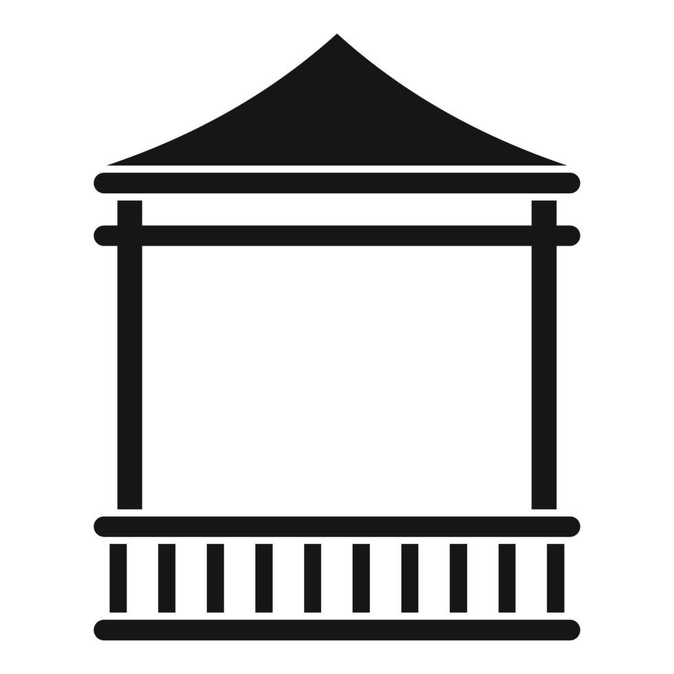 Simple wooden gazebo with roof standing on white background vector
