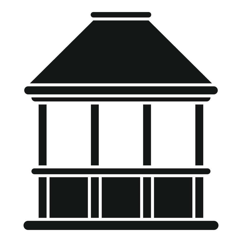 Wooden gazebo standing on green lawn in summer city park vector
