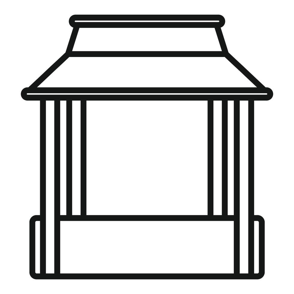 Wooden market stall with roof and countertop being built vector