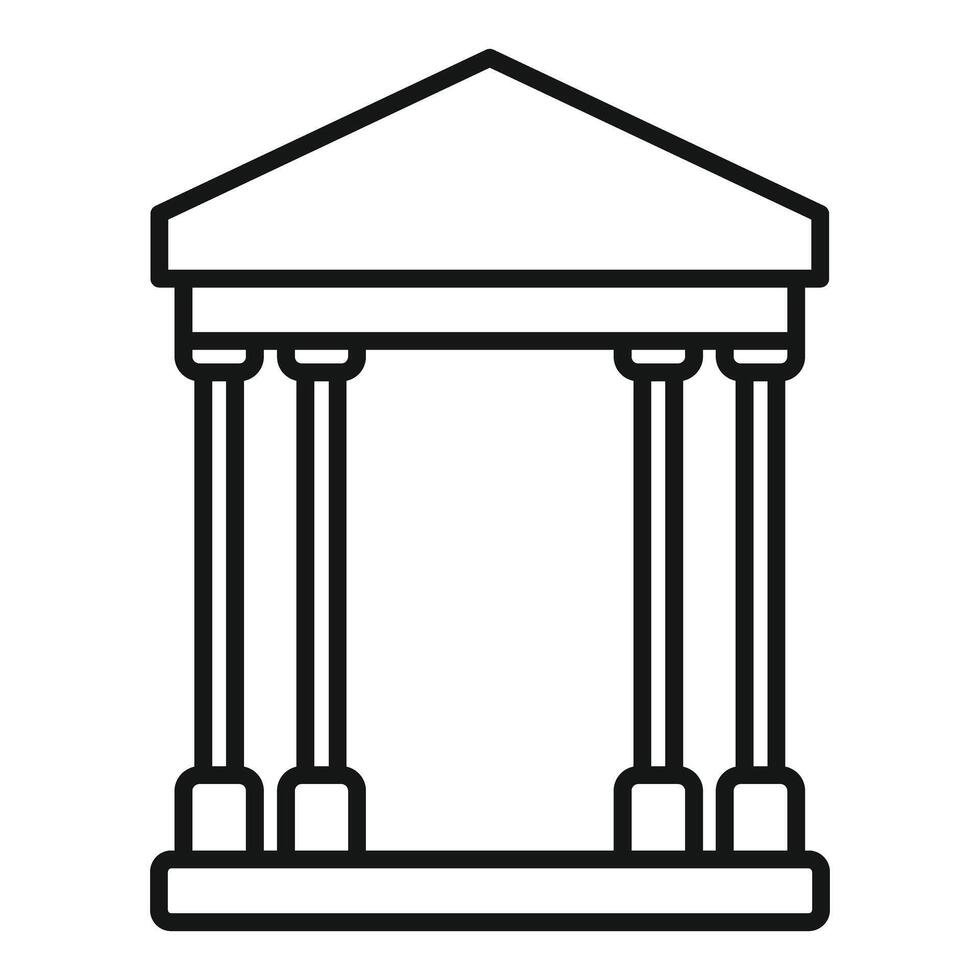Ancient greek building facade with columns line art icon vector