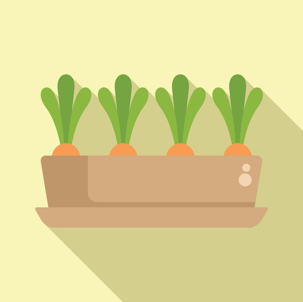 Carrots growing in a pot on a windowsill vector