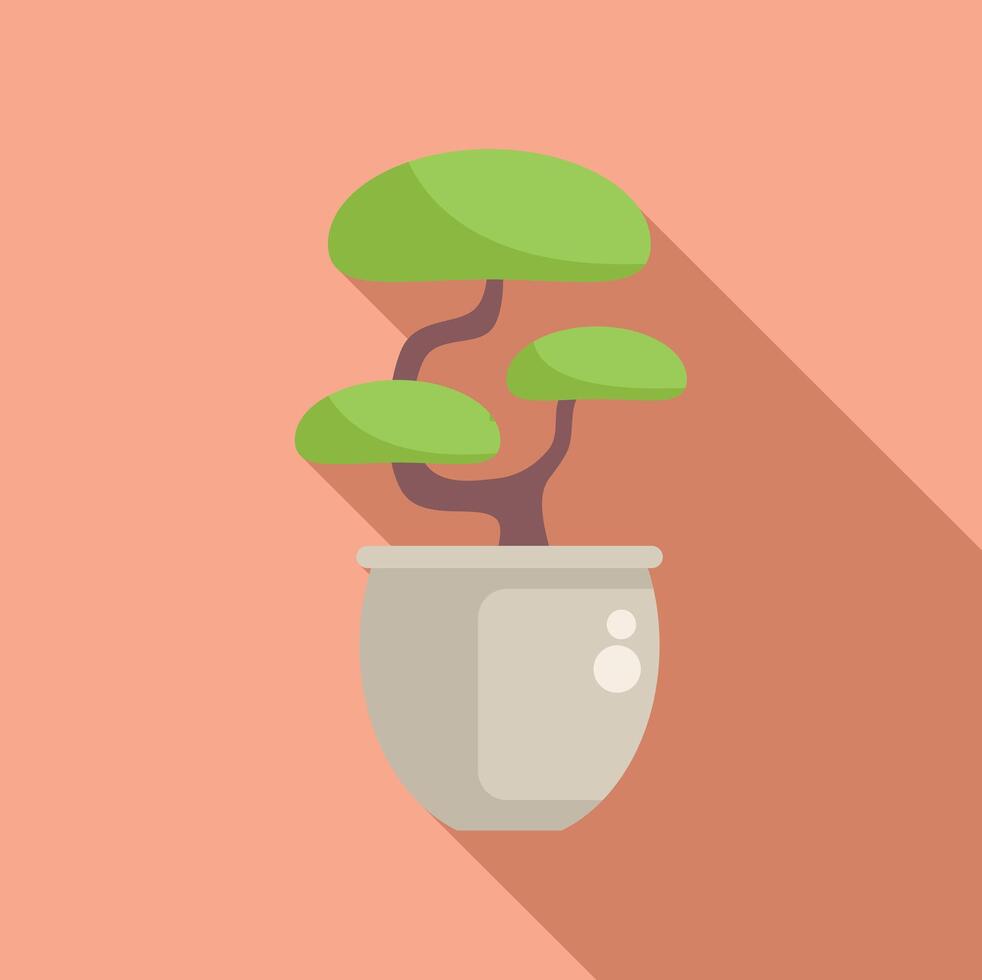 Small bonsai tree growing in a pot minimalist illustration vector