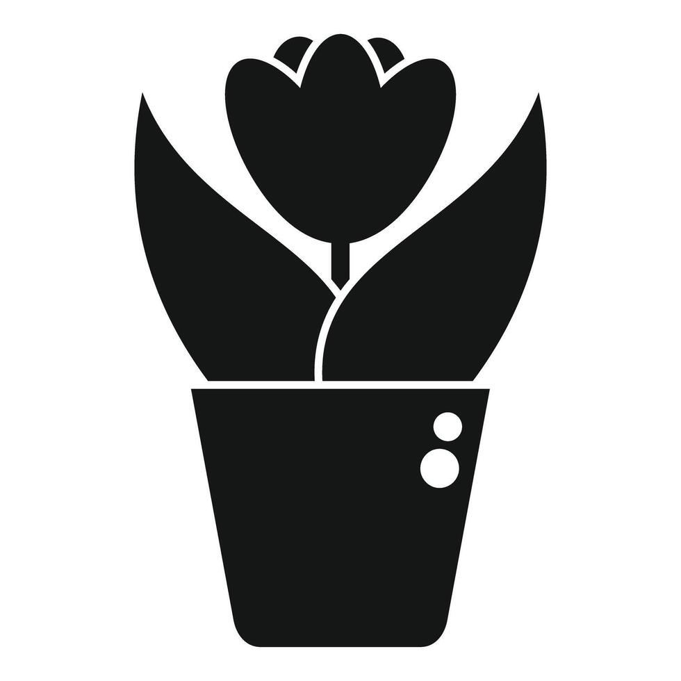 Black silhouette of a tulip growing in a flowerpot vector
