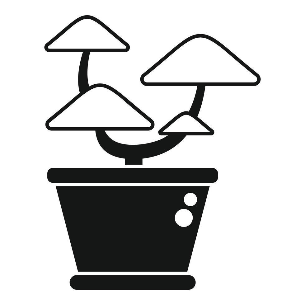 Minimalist bonsai tree growing in a pot icon vector