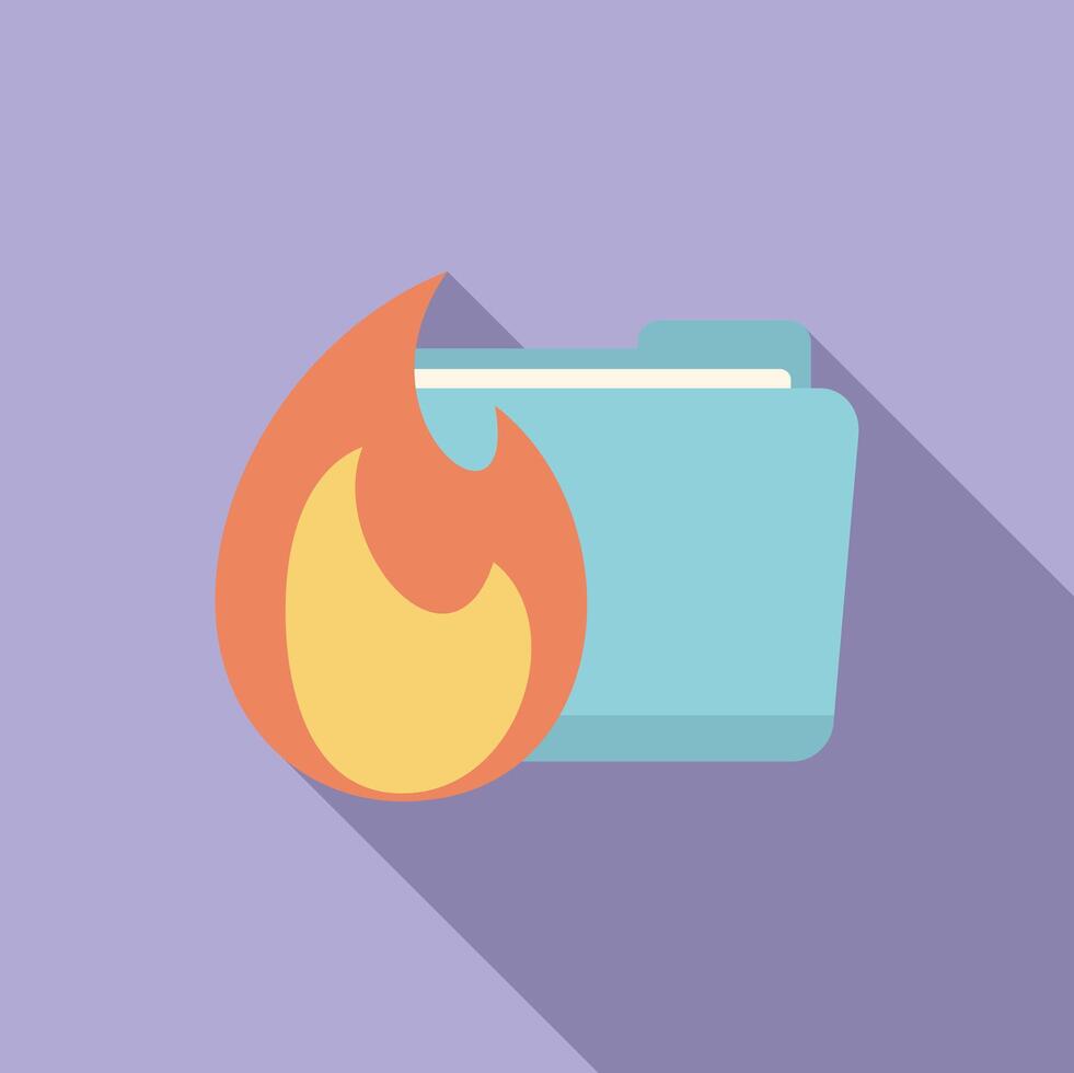 File folder is burning, symbolizing the potential for data loss vector