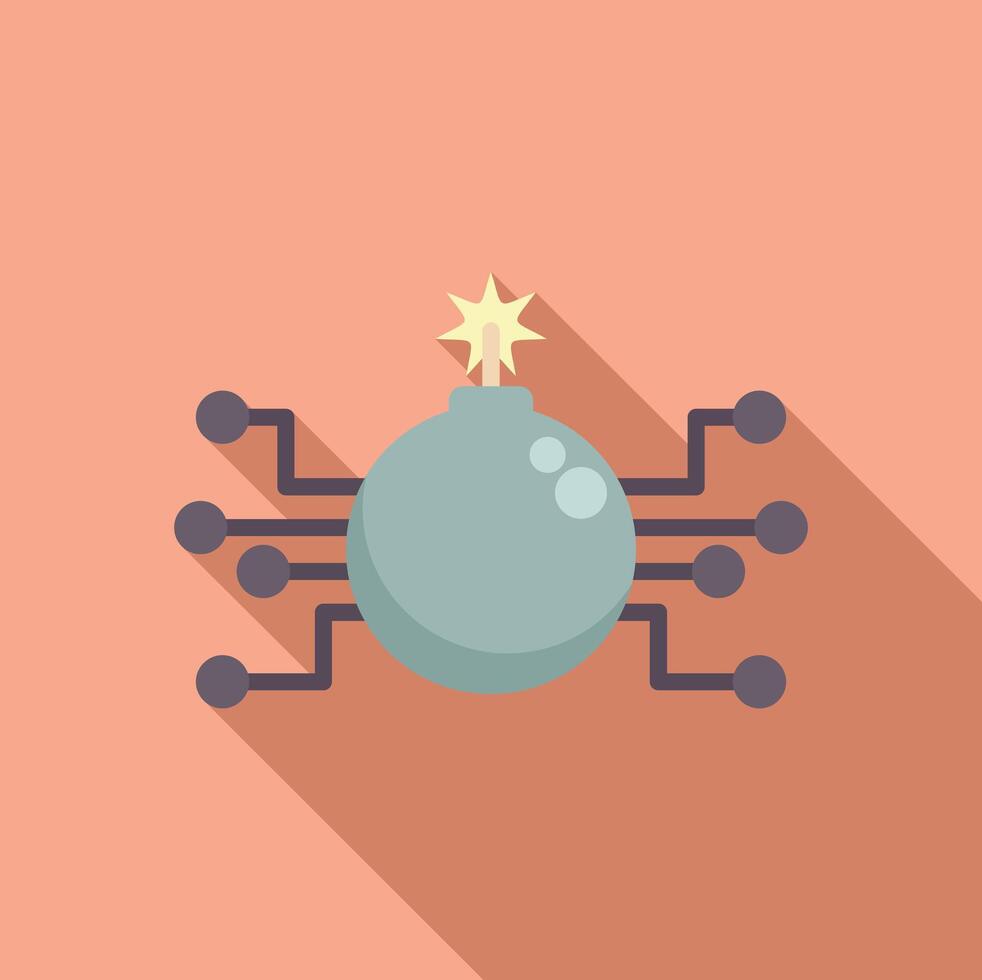 Cyber terrorism concept with bomb and electronic circuit vector