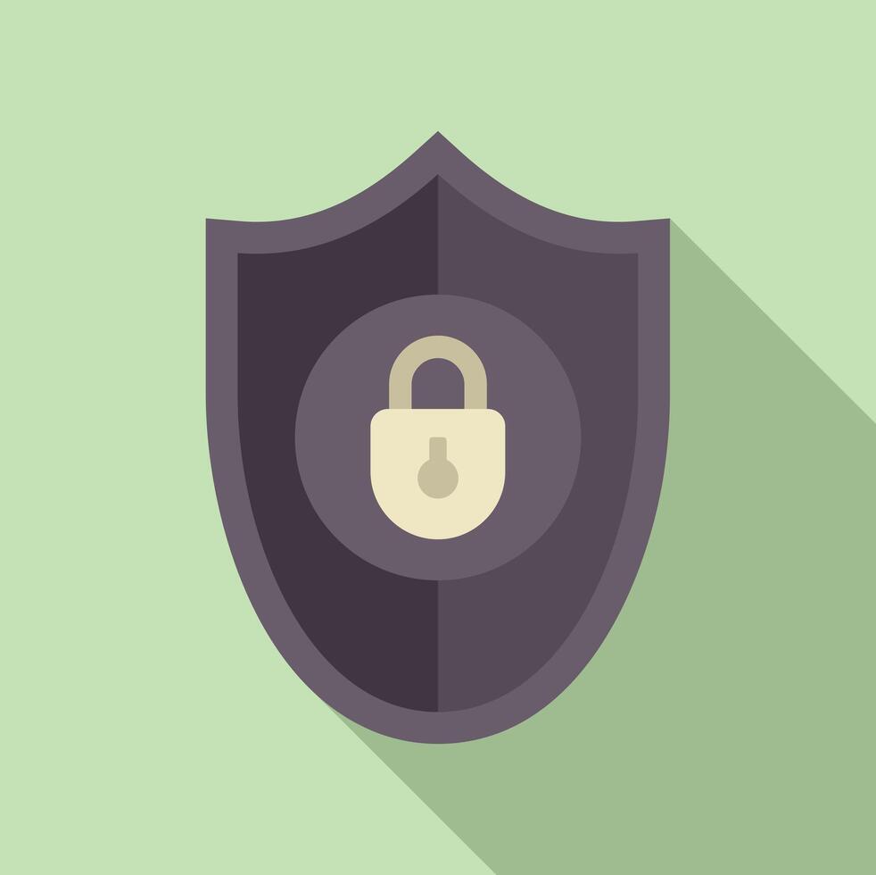 Shield is protecting a padlock, providing safety and privacy vector