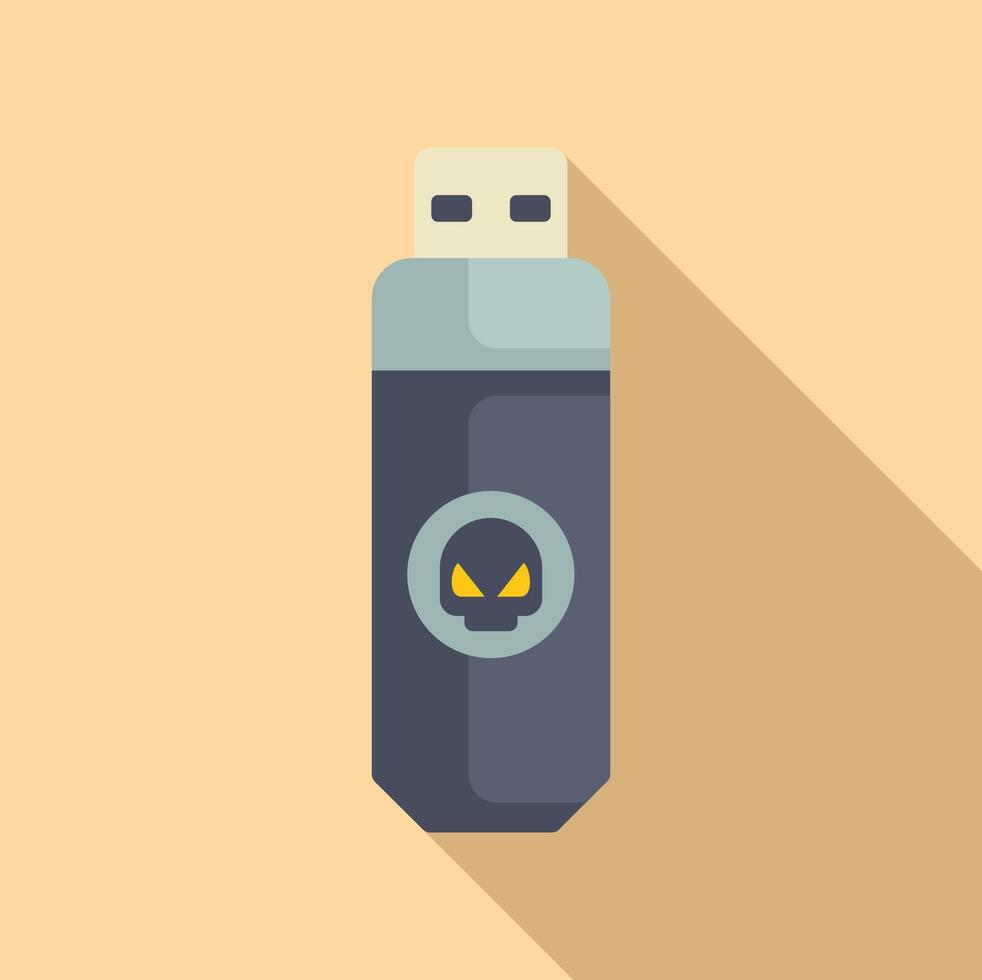 Usb flash drive showing skull virus detected warning sign vector