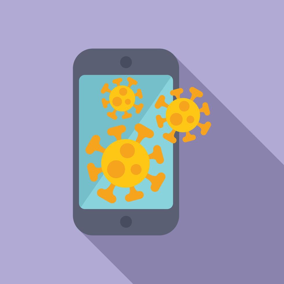 Smartphone showing virus entering cyberspace through internet vector