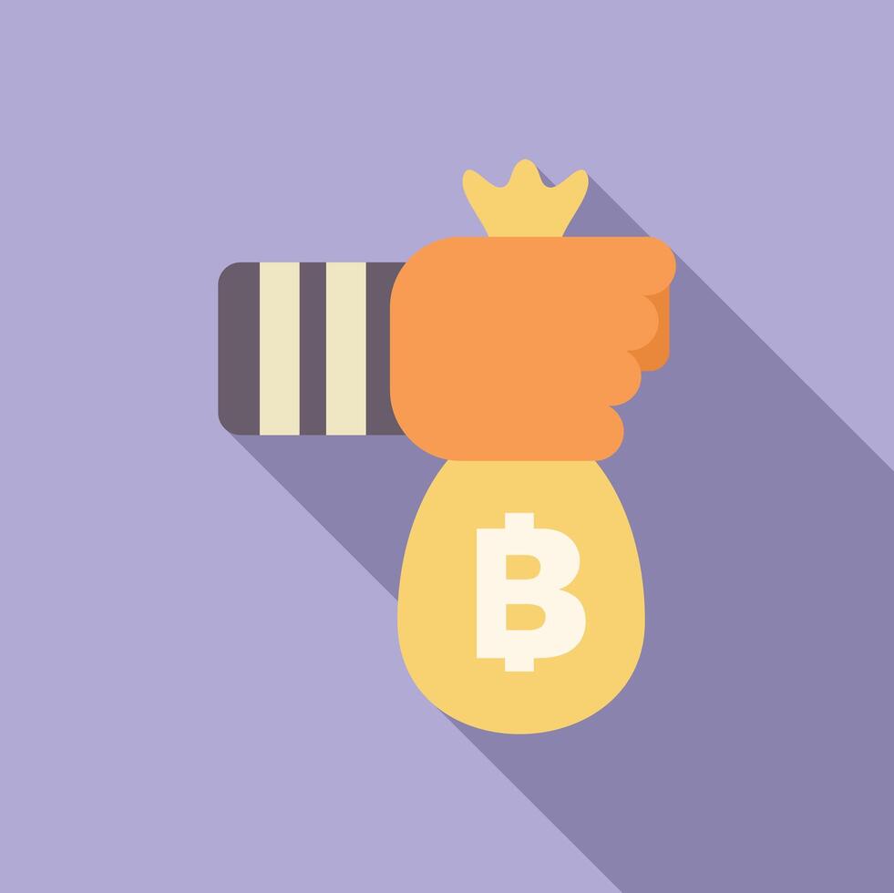 Thief stealing bitcoin cryptocurrency money bag vector