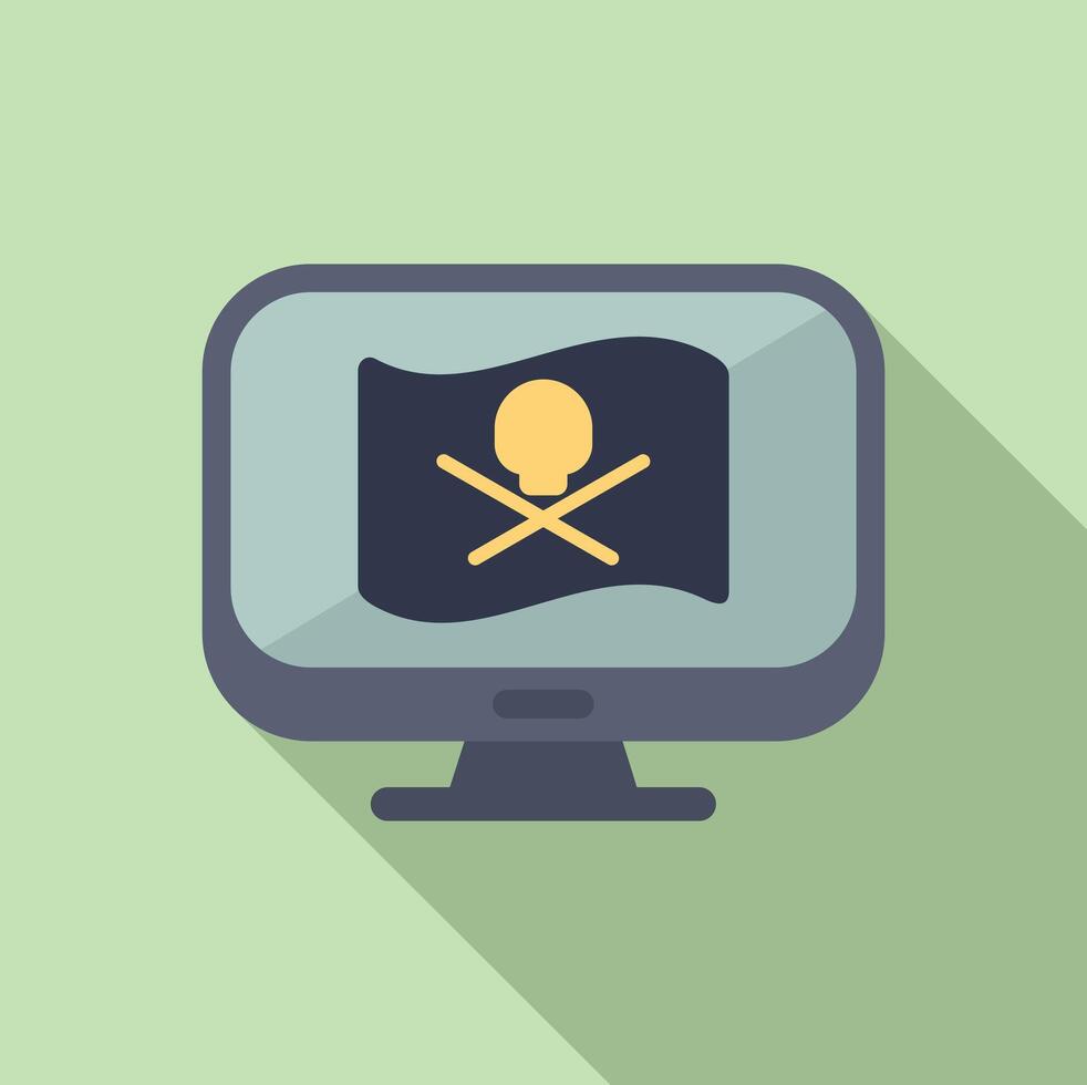 Computer showing pirate flag cyber attack risk vector