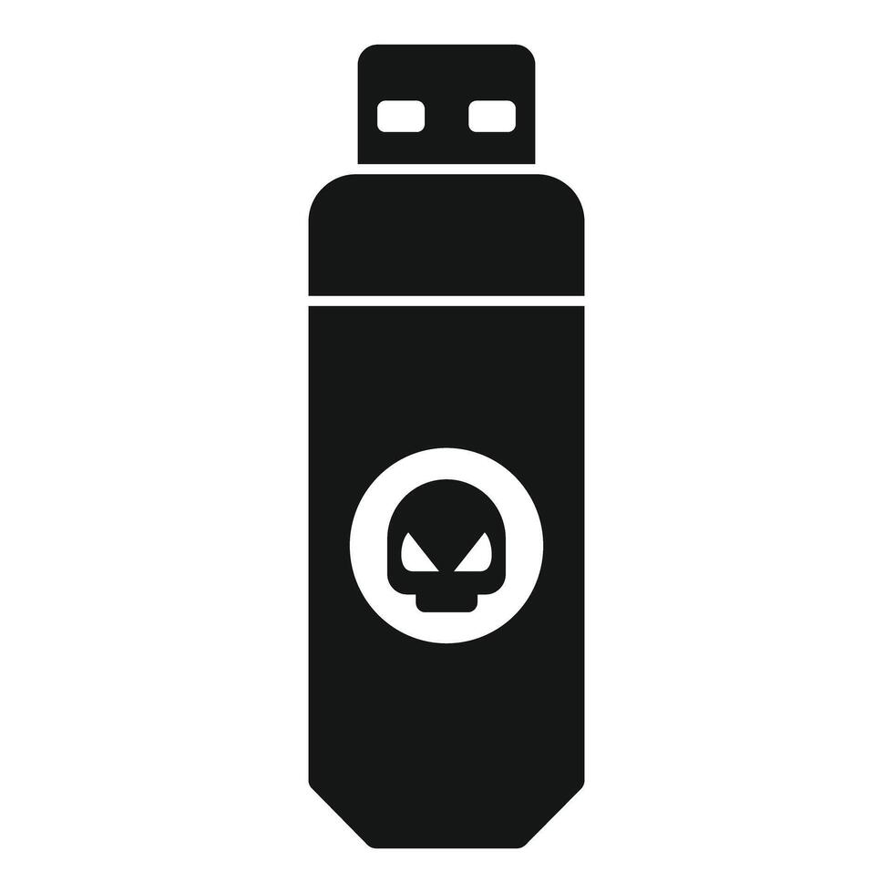 Usb flash drive showing skull icon representing digital threat vector