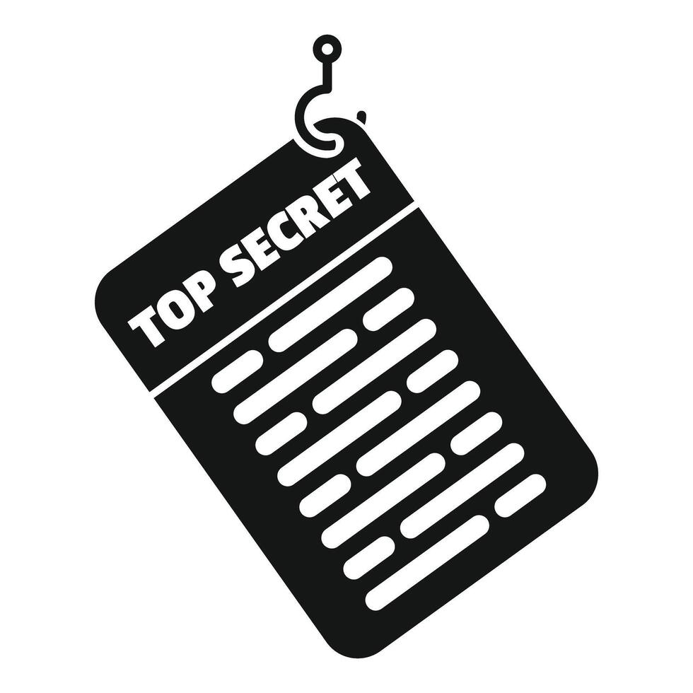 Top secret classified document hanging on hook icon vector