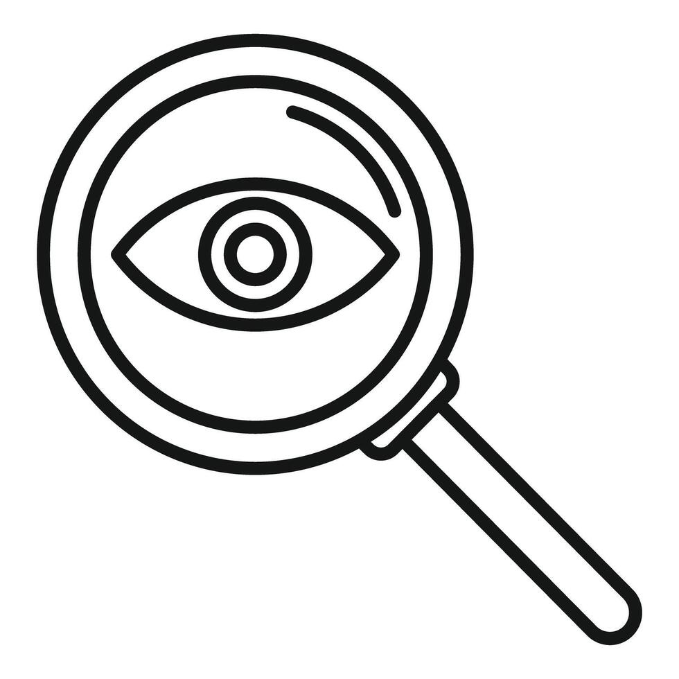 Magnifying glass focusing on eye security concept line icon vector