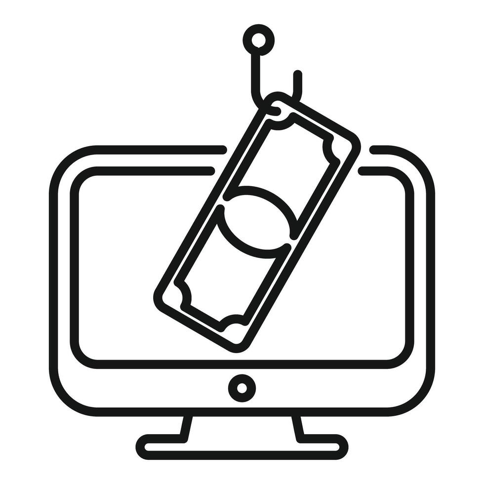 Online scammer stealing money from computer vector