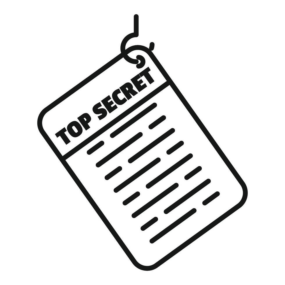 Top secret document hanging with hook presenting classified information vector