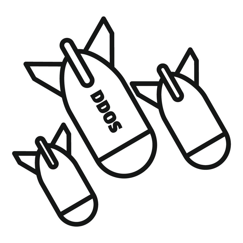 Ddos attack concept with bombs falling down vector