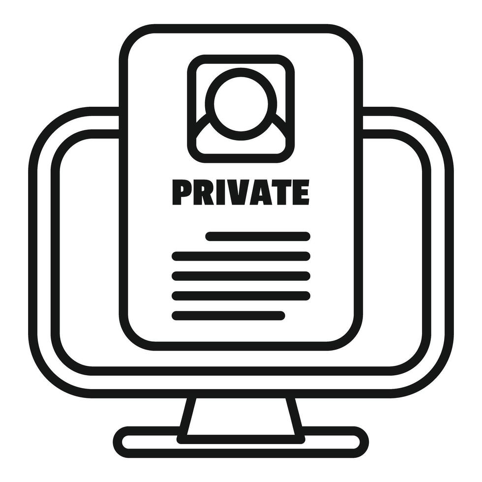 Private document showing on computer screen for privacy protection vector