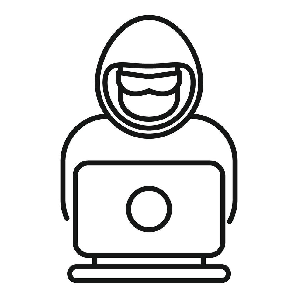 Anonymous hacker in hoodie using laptop for cybercrime vector