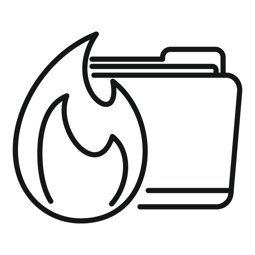 Flame burning next to a file folder representing data loss vector