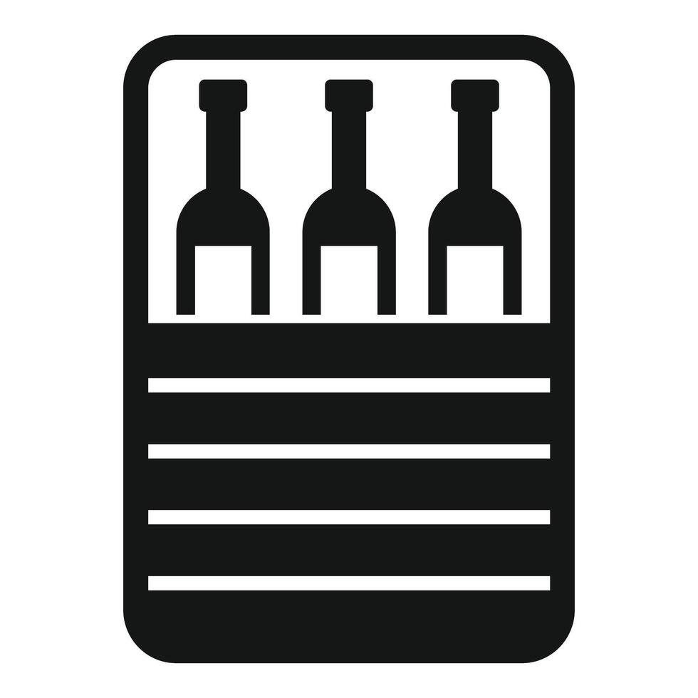 Wine bottles resting on a wine rack icon vector