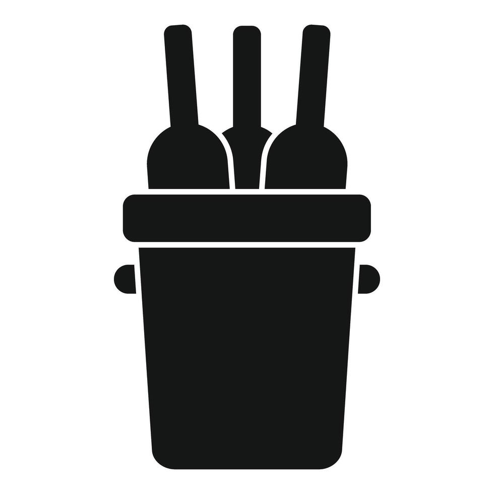 Wine bottles chilling in ice bucket icon vector