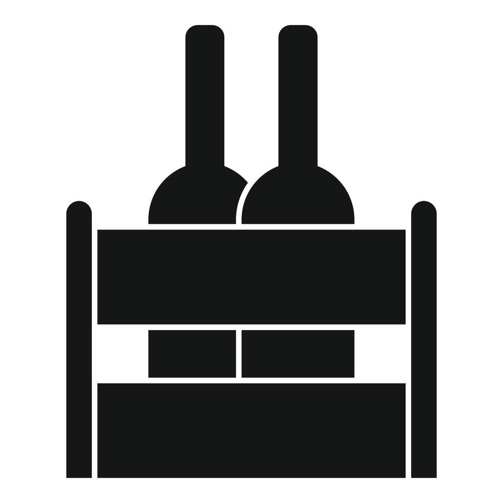 Wine bottles standing in wooden crate for delivery vector
