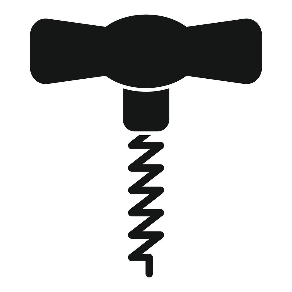 Corkscrew with wings for opening wine bottle icon, simple style vector