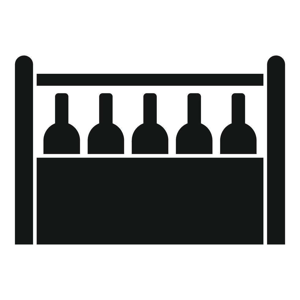 Wine bottles standing in a wooden box icon simple style vector