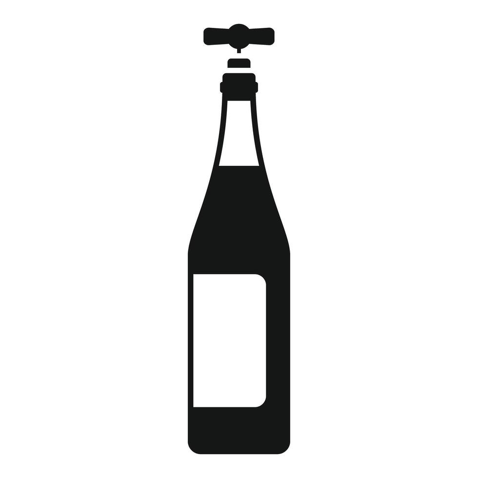 Silhouette of a bottle of champagne with its cork partially removed vector