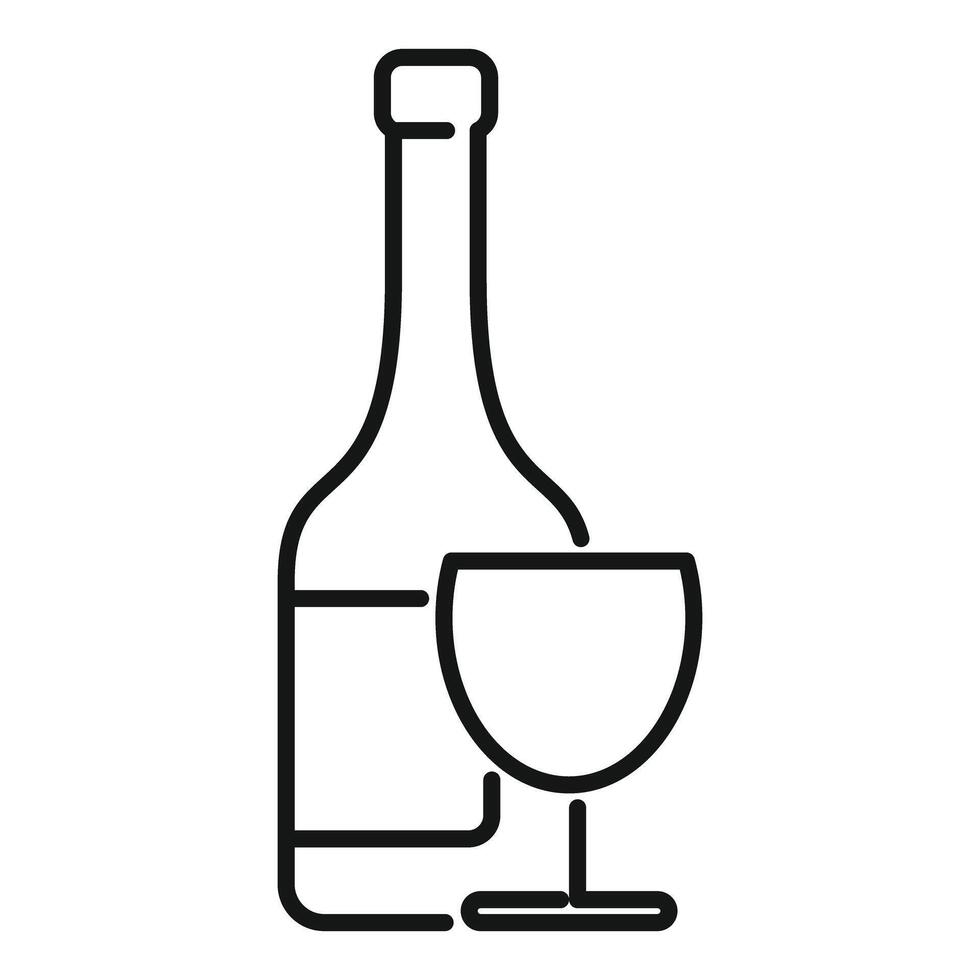 Wine bottle and glass minimalist icon representing alcohol and beverages vector