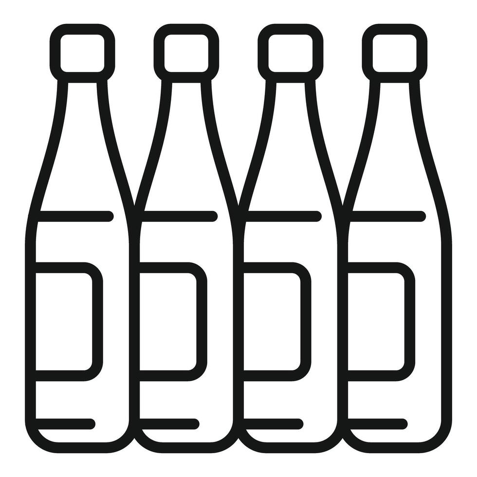 Four identical bottles standing in a row with blank labels vector