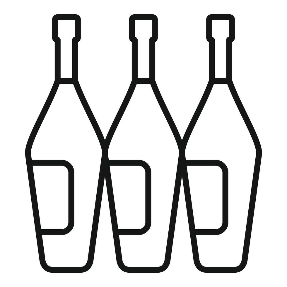 Three bottles with blank labels standing together for branding vector
