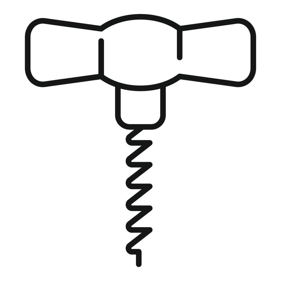 Metal corkscrew with wooden handle for opening wine bottle vector