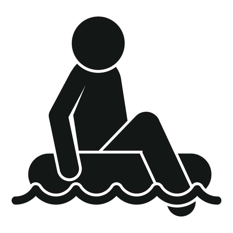 Man sitting on inflatable rubber ring in water vector