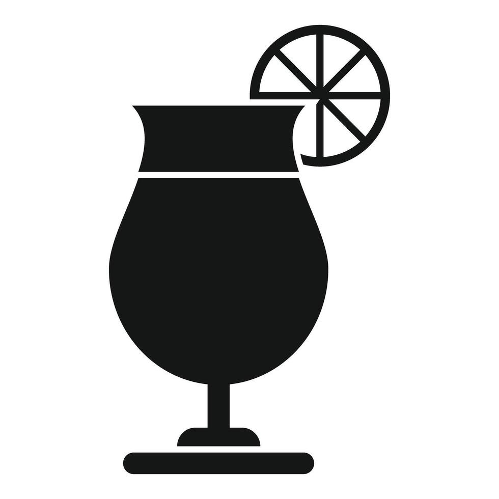 Black silhouette of cocktail glass with slice of orange vector