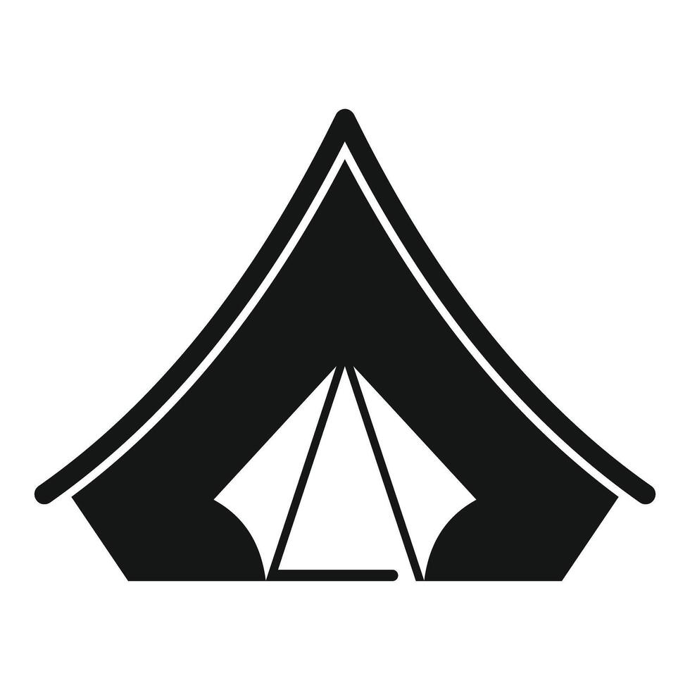 Black and white icon depicting a camping tent for outdoor adventures vector
