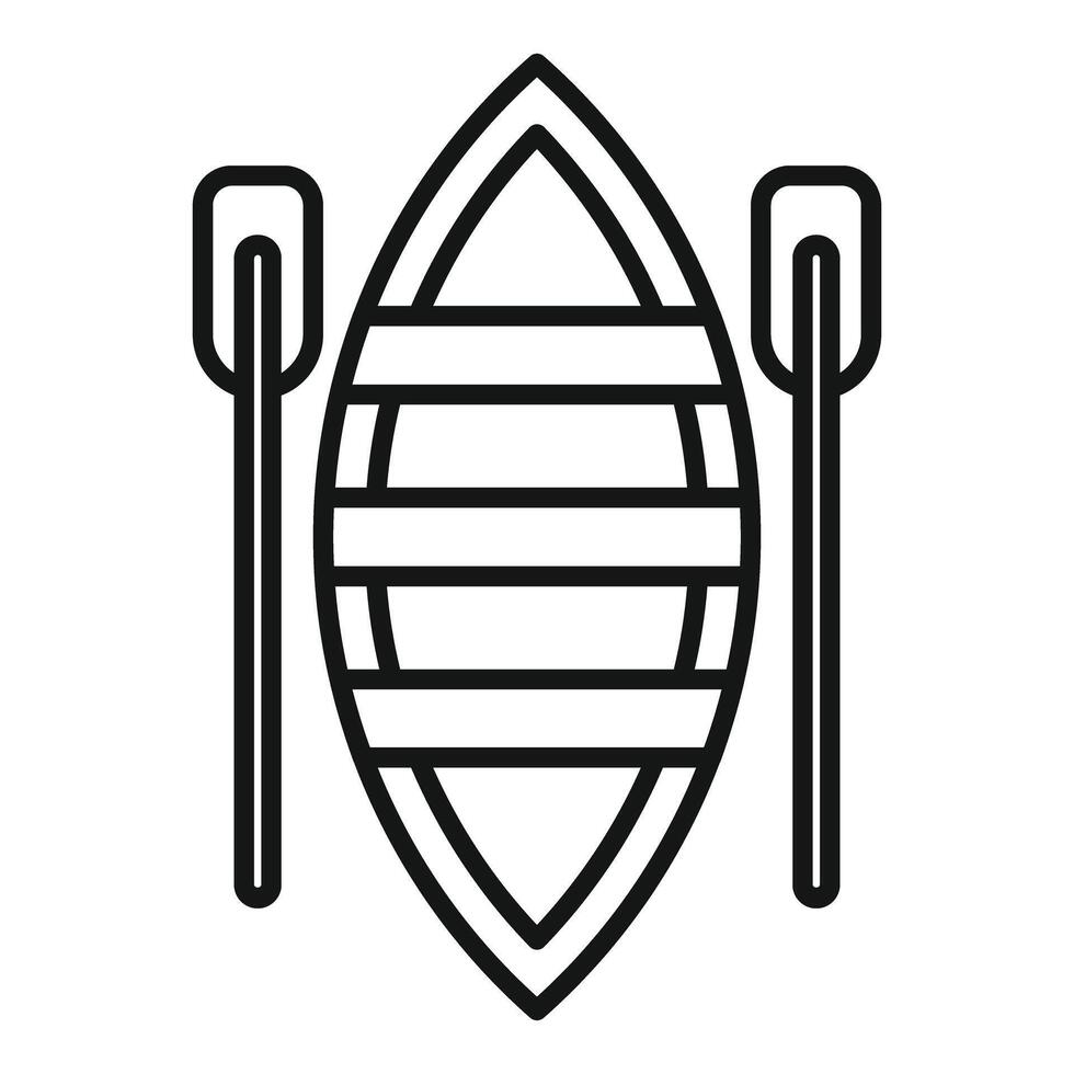 Wooden boat with oars for rowing in top view vector