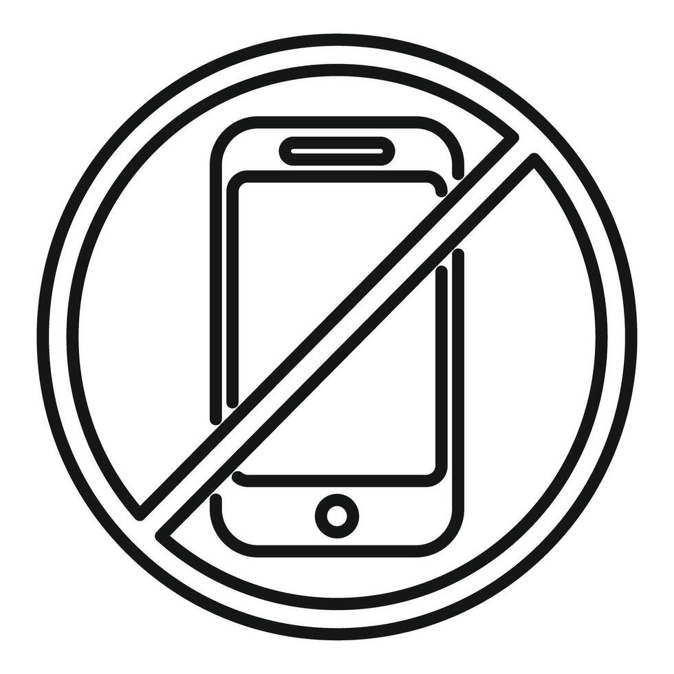 Round sign prohibiting using mobile phone vector