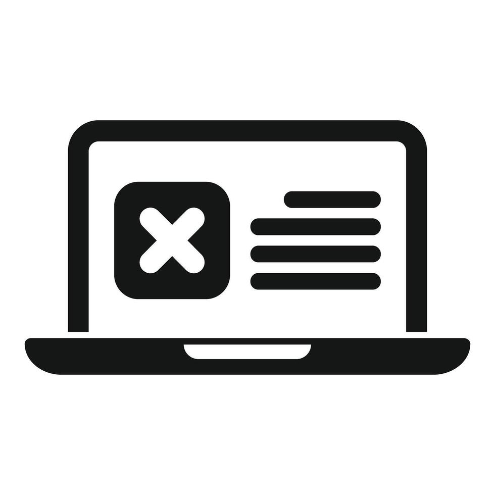Laptop showing delete icon for unsuccessful operation vector