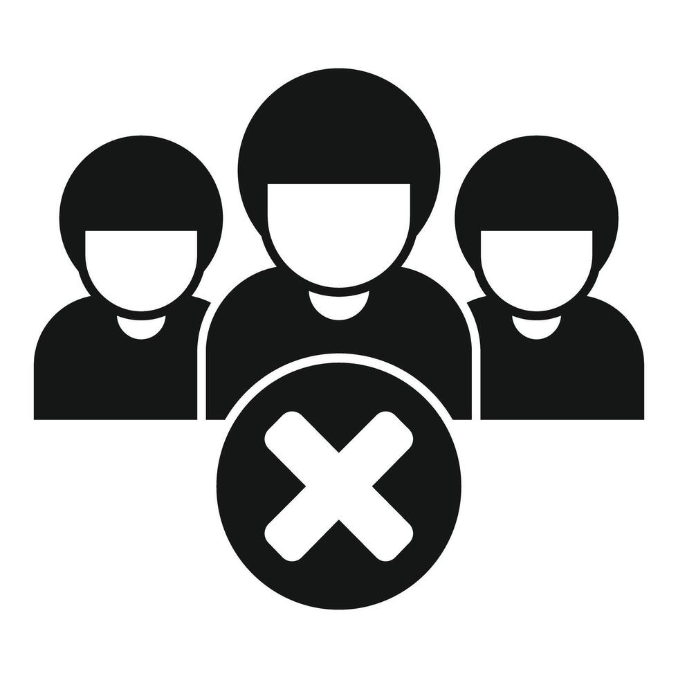 Group of people with delete sign showing access denied concept vector