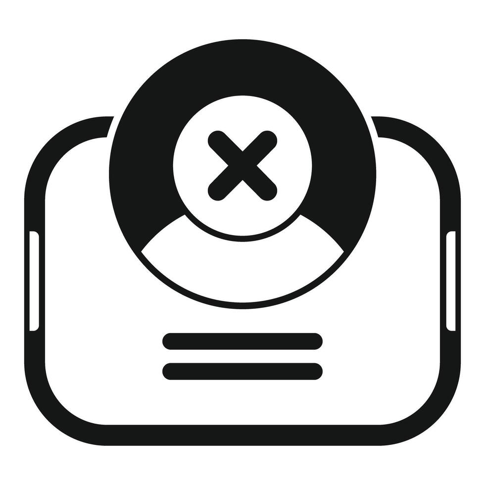 Smartphone showing user account blocked with cross mark icon vector