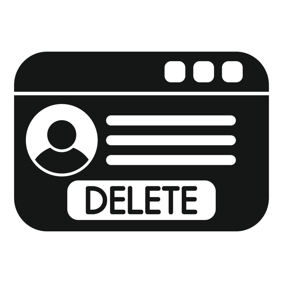 Delete account internet window user data removing vector