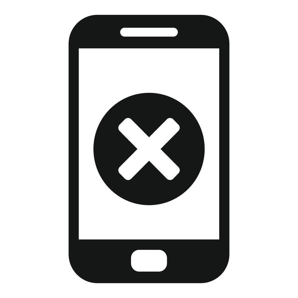Smartphone showing cross sign showing delete error or cancel concept vector