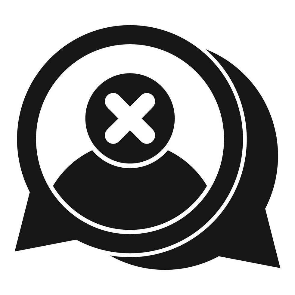 Speech bubble showing canceled user account icon vector