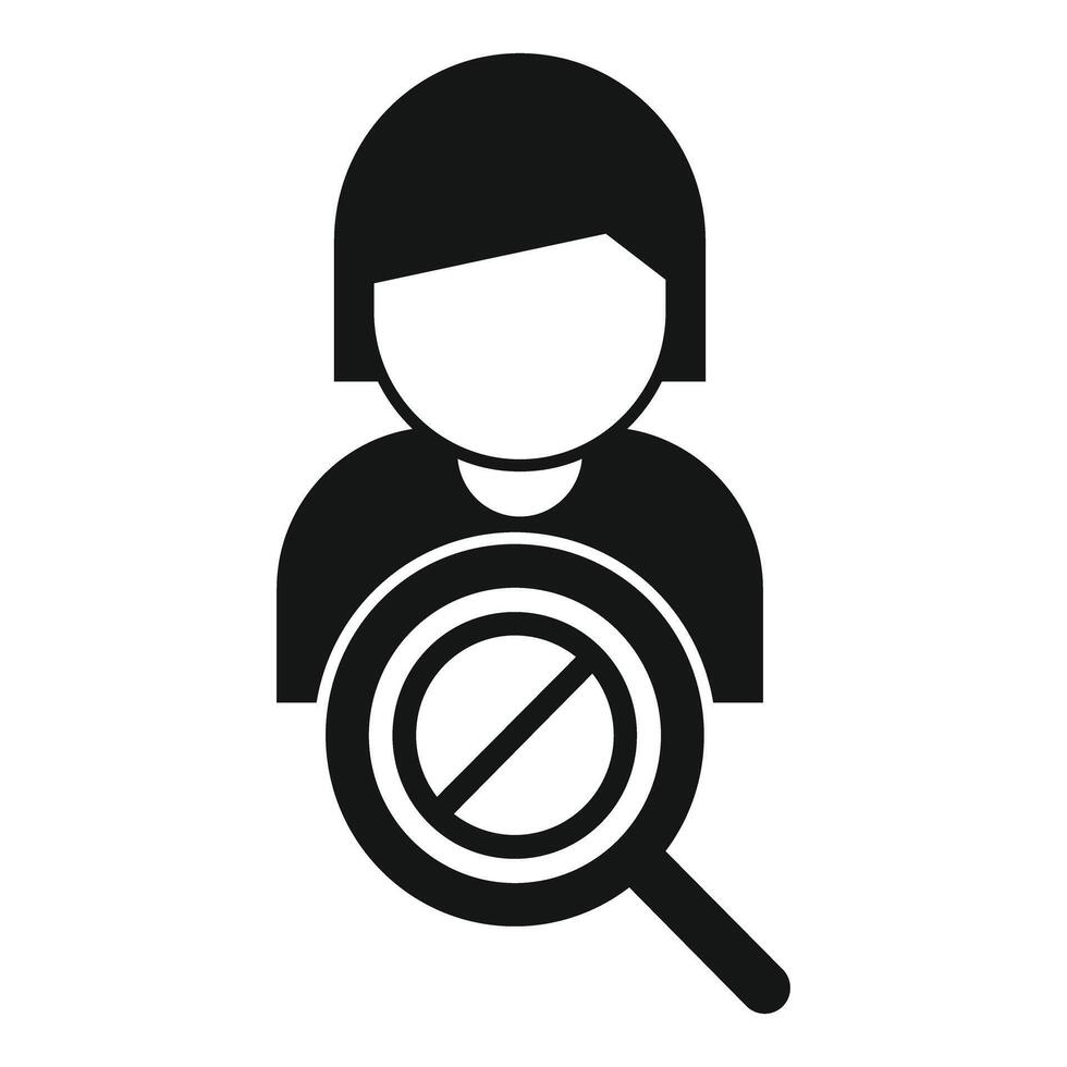 Hr manager holding magnifying glass with stop sign for recruitment vector