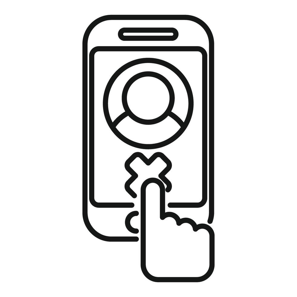 Person blocking contact using smartphone, mobile security and privacy concept vector